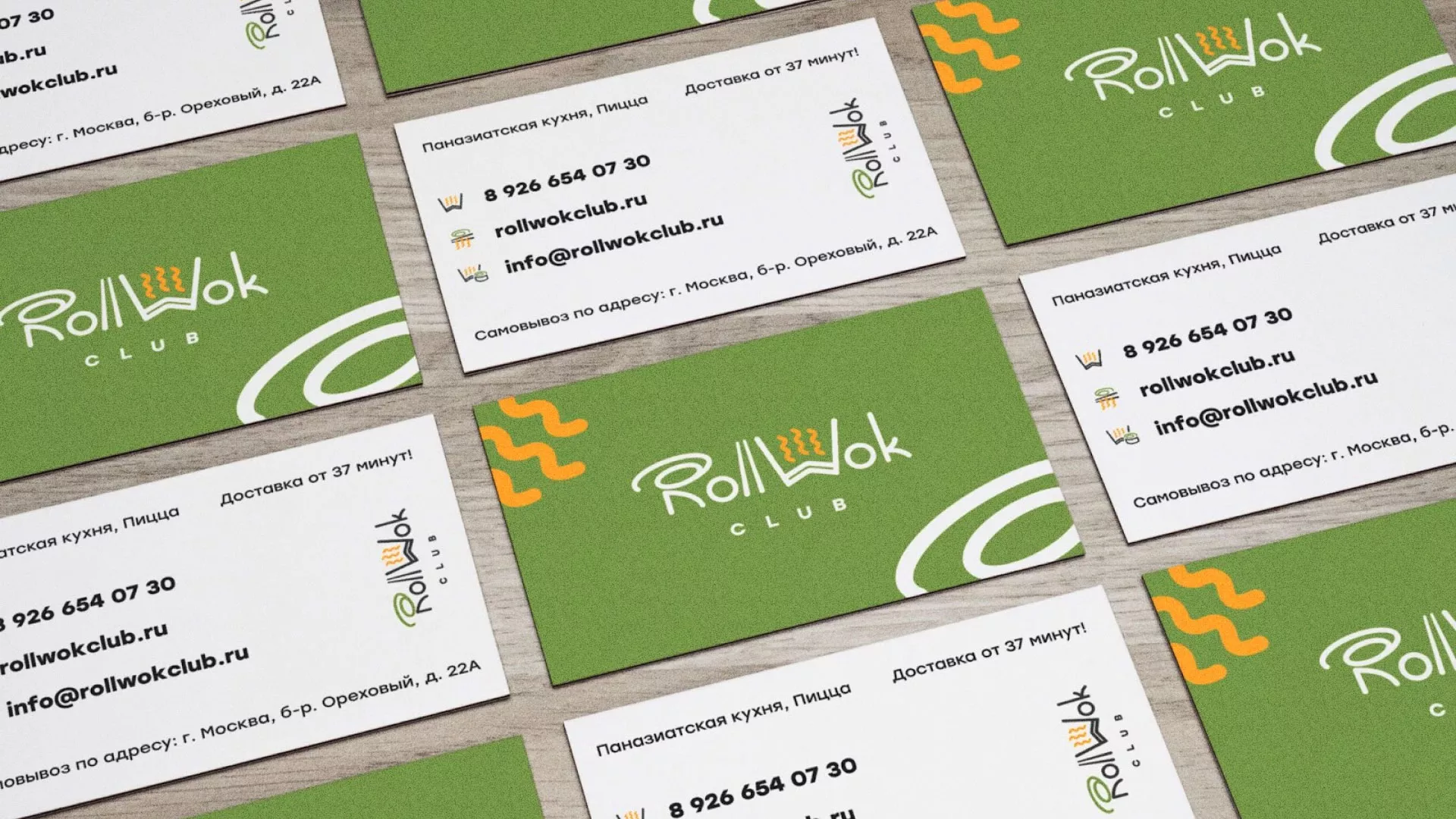 Разработка дизайна визиток суши-бара «Roll Wok Club» в Жиздре