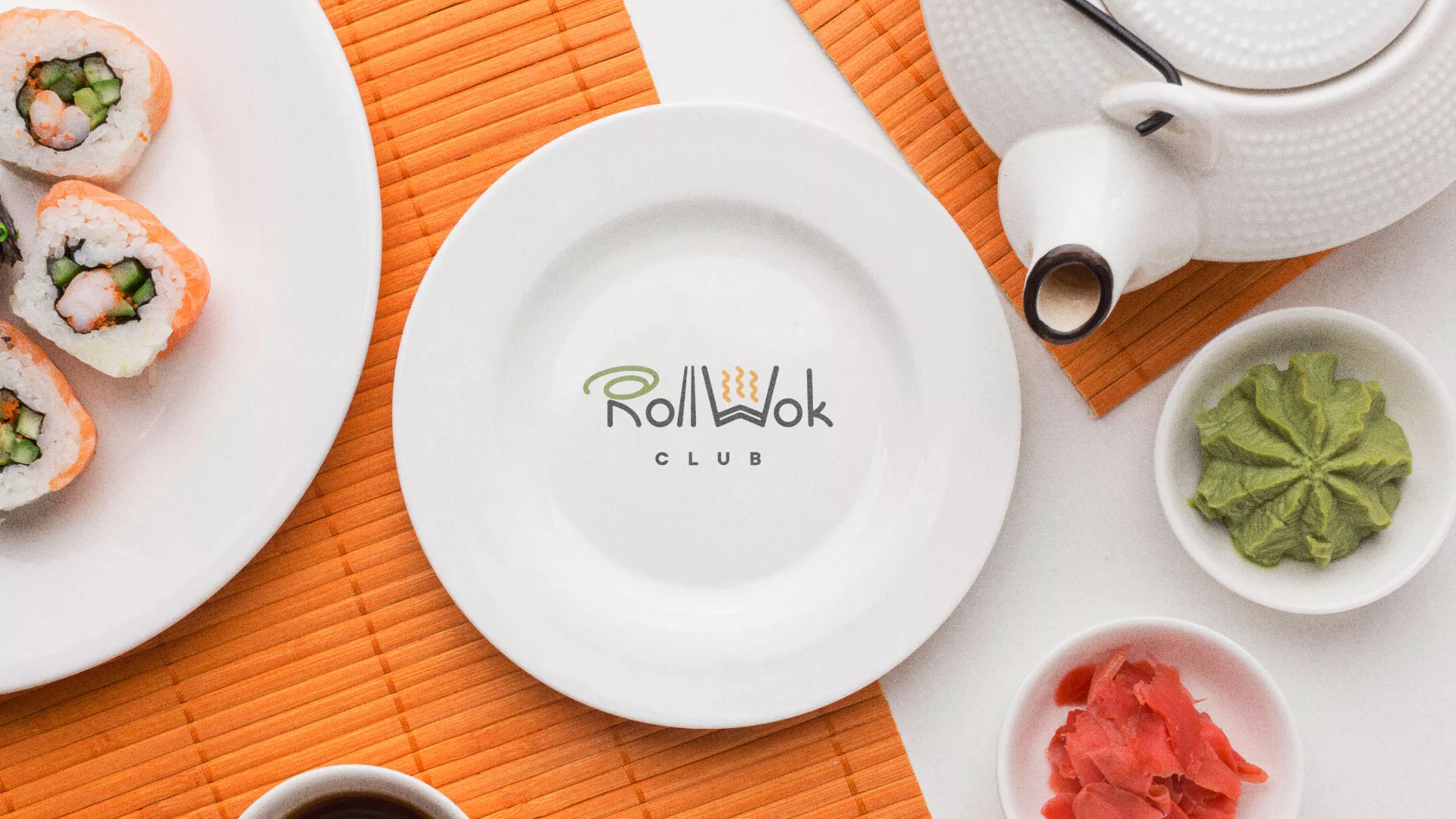 Разработка логотипа и фирменного стиля в Жиздре для суши-бара «Roll Wok Club»
